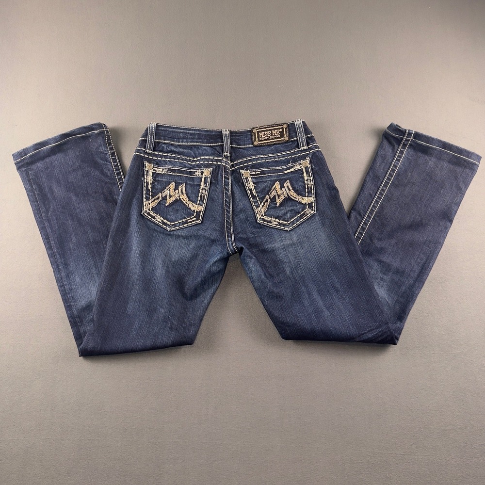 Miss Me Easy Boot Jeans Size 27 Dark Wash Embellished JE1065E5L Bootcut Stretch